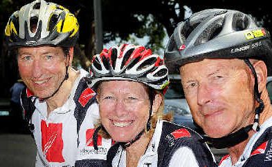 The ride stuff: Fraser Coast BUG (bicycle users group) members, John Duncan, Carol and Vic Moores-Brown prepare for the Gold Coast charity ride. The ride stuff: Fraser Coast BUG (bicycle users group) members, John Duncan, Carol and Vic Moores-Brown prepare for the Gold Coast charity ride.